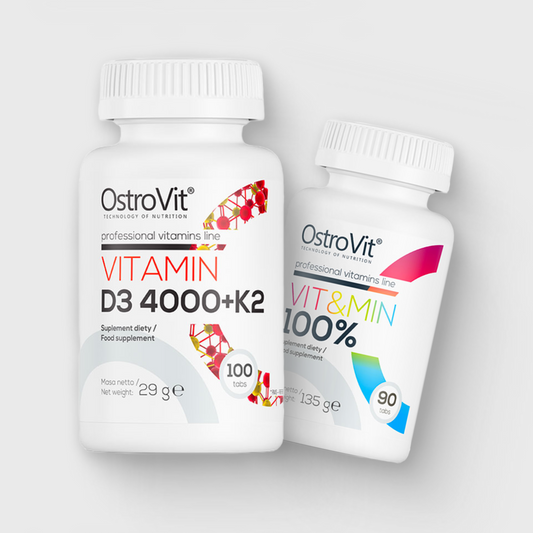 Combo 2 hũ Ostrovit Vitamin D3 4000+ K2 (110 viên) & Ostrovit Vit&Min (90 viên)